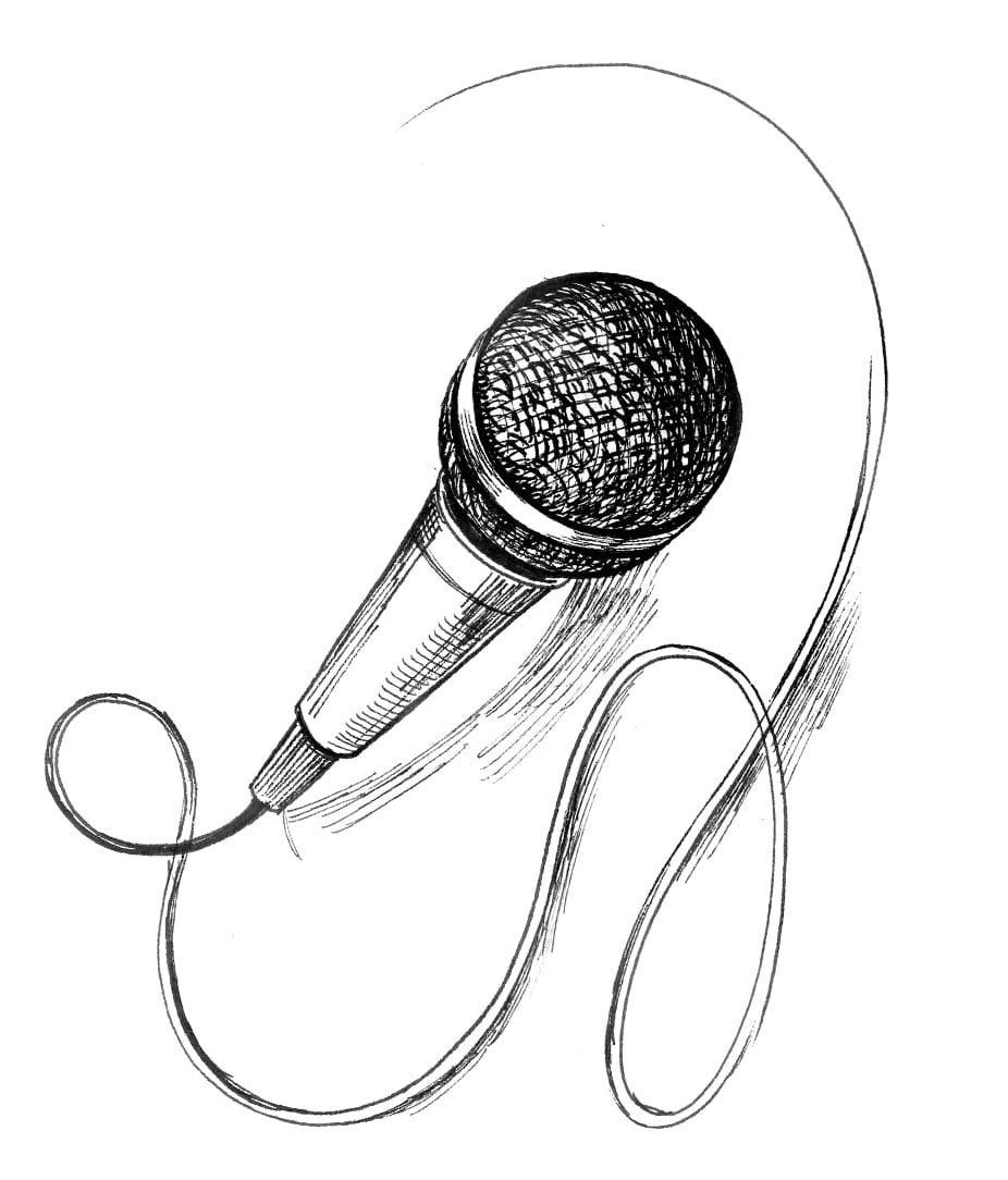 drawing of a microphone