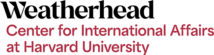 Weatherhead Center for International Affairs at Harvard University in black and white type